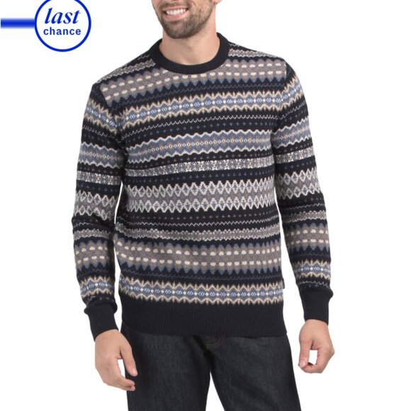 BARBOUR Midnight Wool Case Fair Isle Crew Neck Sweater - Picture 1 of 2